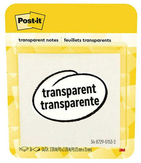 NOTES SUPER STICKY POST-IT 73X73 600-TRSPT TRANSPARENT  36 SHEET PER PAD   G88347