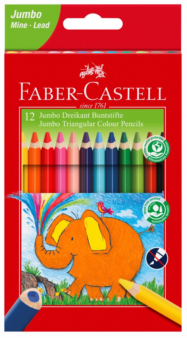 COLOUR PENCIL FABER CASTELL JUMBO TRIANGULAR PK12   G88527