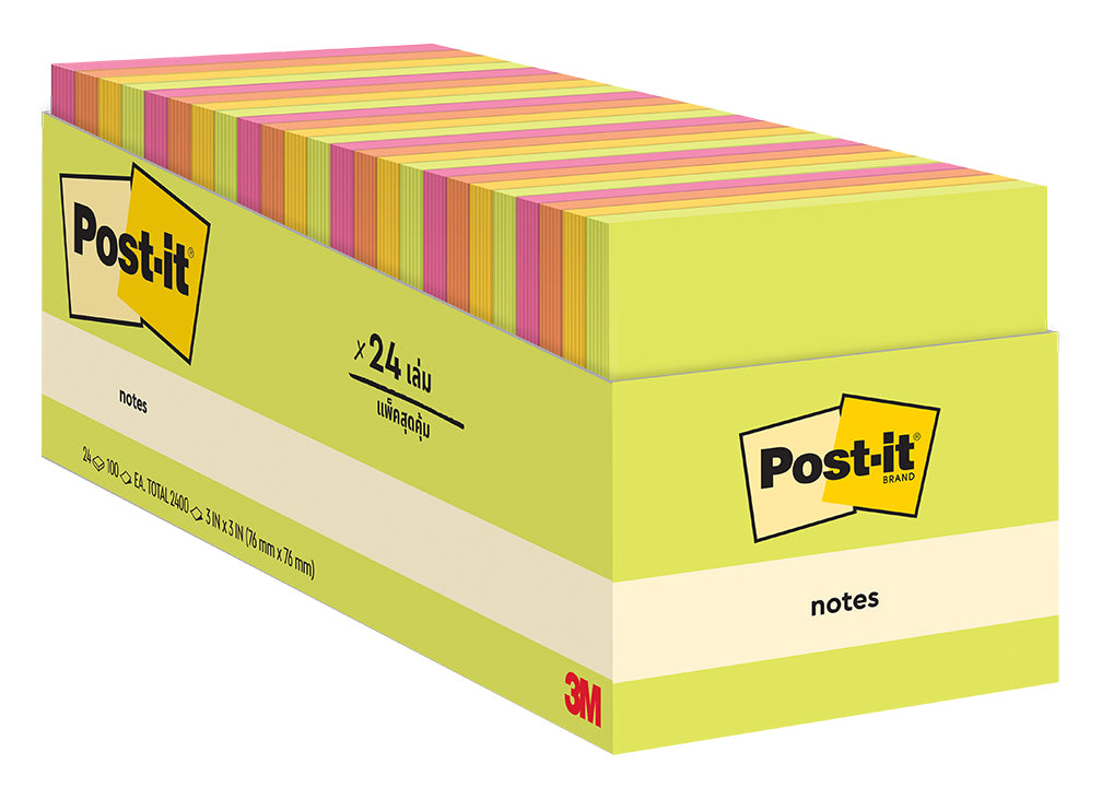 NOTES POST-IT 654-24ASST 76X76MM CABINET PACK ASST BX24   G88604