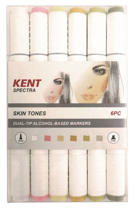 MARKER KENT SPECTRA GRAPHIC BRUSH & CHISEL NIBS SKIN TONES SET 6   G88614