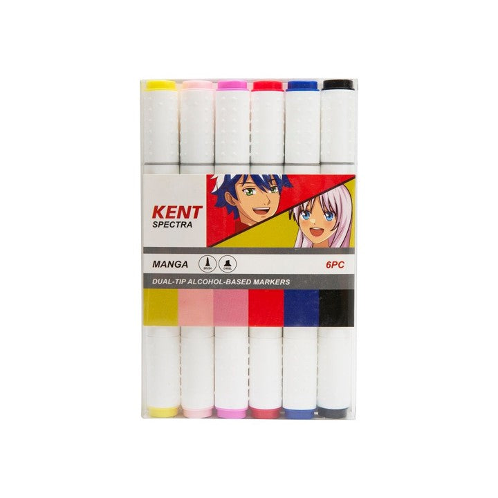 MARKER KENT SPECTRA GRAPHIC BRUSH & CHISEL NIBS MANGA SET 6   G88620