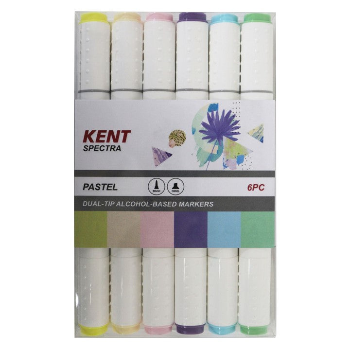 MARKER KENT SPECTRA GRAPHIC BRUSH & CHISEL NIBS PASTEL SET 6   G88624