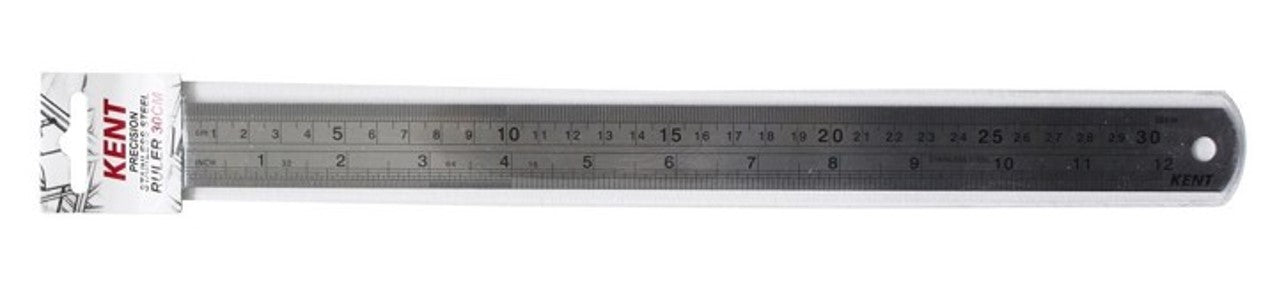 STEEL RULER KENT 30CM IMPERIAL & METRIC   G88693