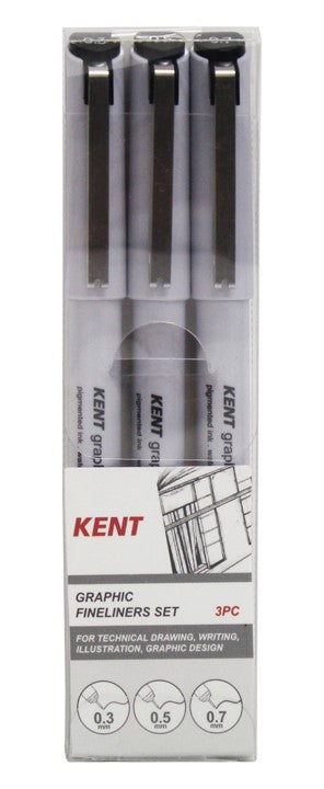 FINELINER SET KENT 3 PIECES 0.3 0.5 0.7MM   G88715