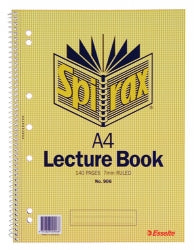 LECTURE BOOK SPIRAX 906 A4 SIDE OPENING 140PG PK10   G89060