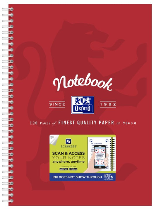 NOTEBOOK OXFORD A4 SCRIBZEE® COMPATIBLE RED  120PG   G89431