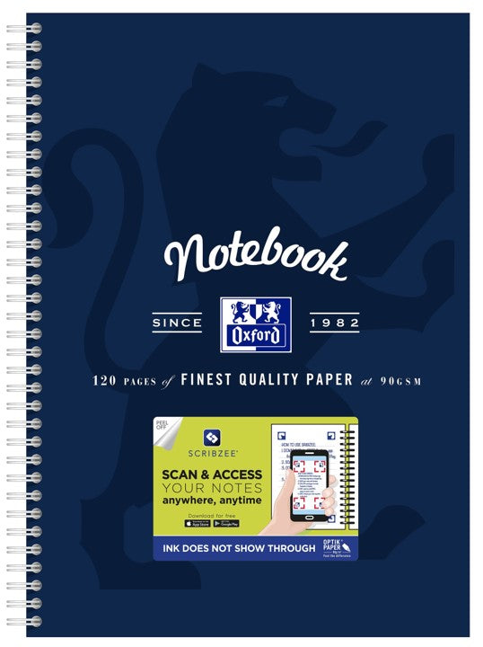 NOTEBOOK OXFORD A4 SCRIBZEE® COMPATIBLE NAVY 120PG   G89434