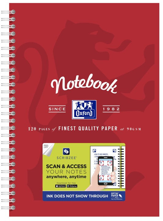 NOTEBOOK OXFORD B5 SCRIBZEE® COMPATIBLE RED 120PG   G89435