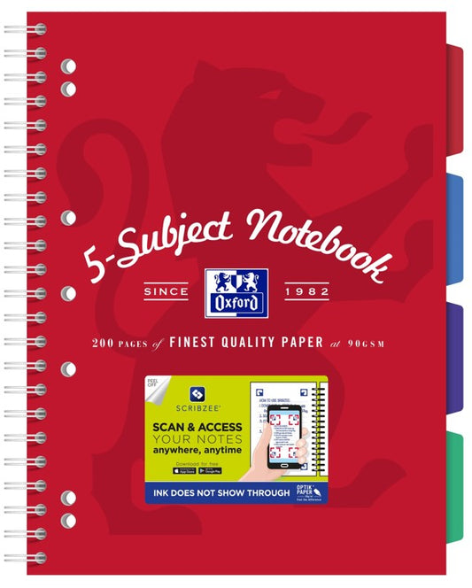 SUBJECT BOOK OXFORD A4 SCRIBZEE® COMPATIBLE RED 200PG   G89438