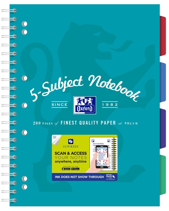 SUBJECT BOOK OXFORD A4 SCRIBZEE® COMPATIBLE AQUA 200PG   G89439