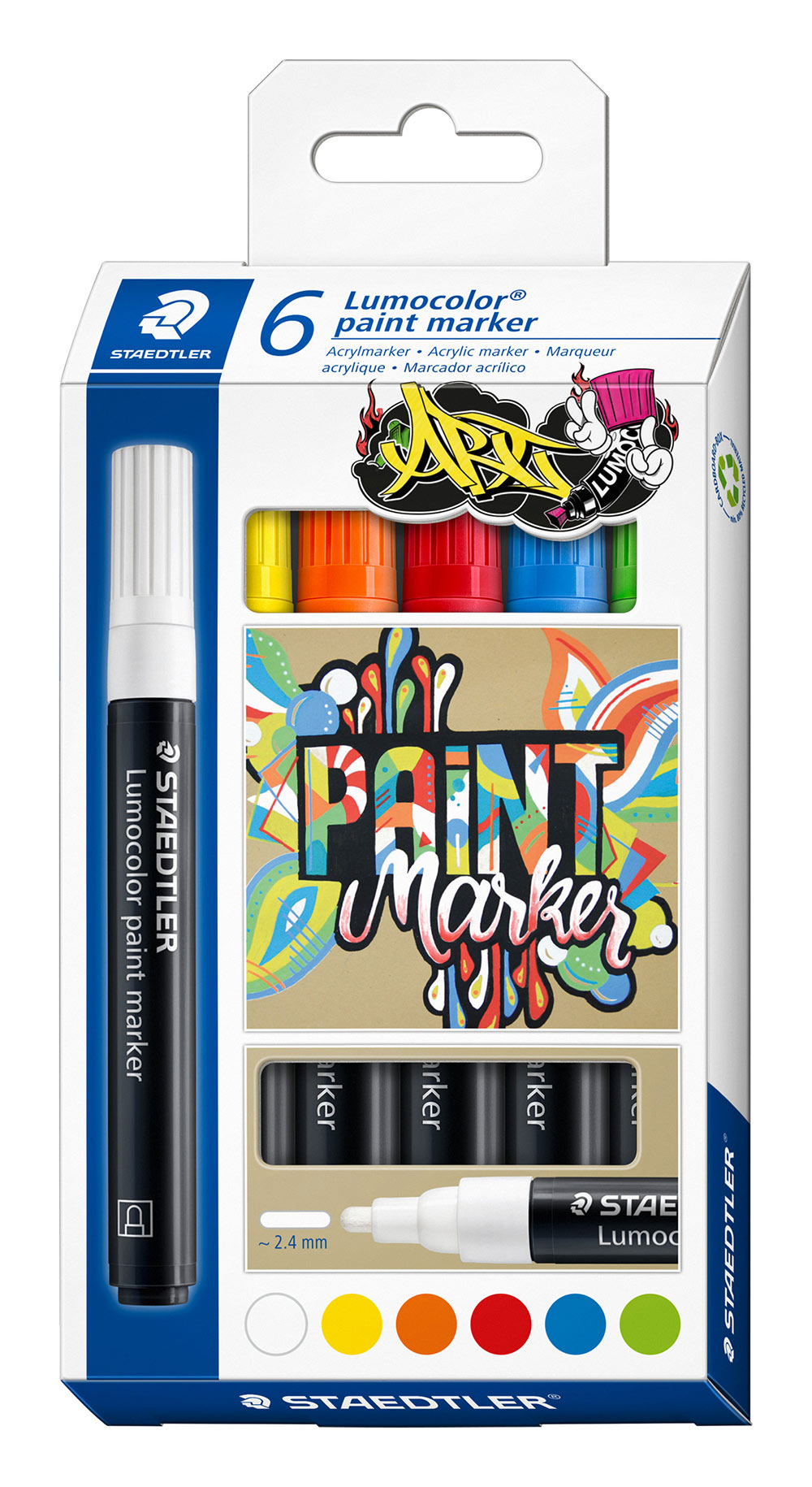 PAINT MARKER STAEDTLER LUMOCOLOR 349 ASSORTED PK6   G89556