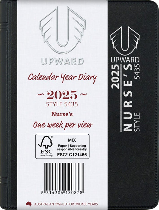 DIARY 2025 UPWARD A7 105X74MM 5435 NURSE'S PVC COVER WIRE-O WTV BLACK   G89584.25