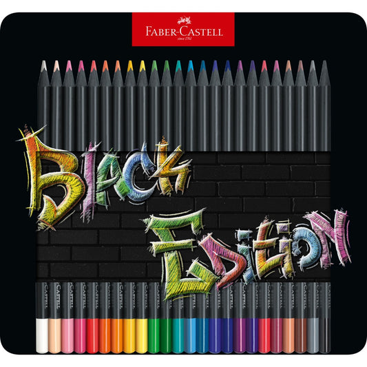 PENCIL COLOURED FABER CASTELL BLACK EDITION TIN OF 24   G89622