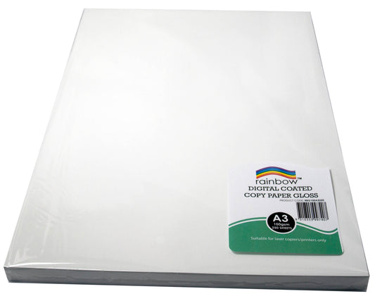 DIGITAL COPY PAPER RAINBOW A3 GLOSS 100GSM WHITE PK250   G89652