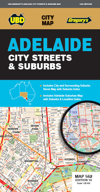 MAP UBD/GRE ADELAIDE CITY STREETS & SUBURBS 562 10TH ED   G89887