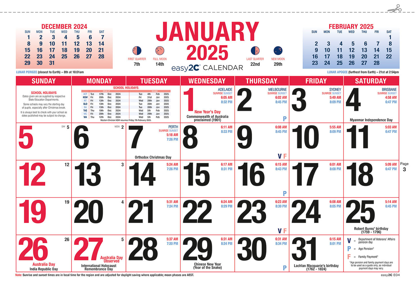 CALENDAR 2025 EASY2C   G92047.25