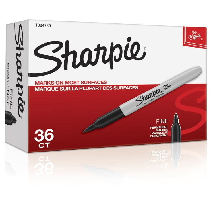 MARKER SHARPIE PERMANENT FINE 1.0MM BLACK BOX OF 36   G92896