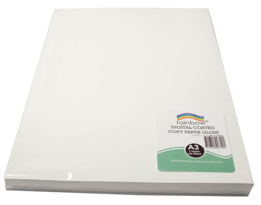 DIGITAL COPY PAPER RAINBOW A3 GLOSS 115GSM WHITE PK250   G93043