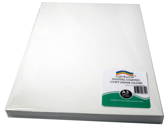 DIGITAL COPY PAPER RAINBOW A3 GLOSS 250GSM WHITE PK100   G93044