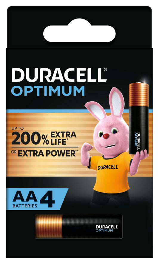 BATTERY DURACELL OPTIMUM AA ALKALINE 4PK   G93550