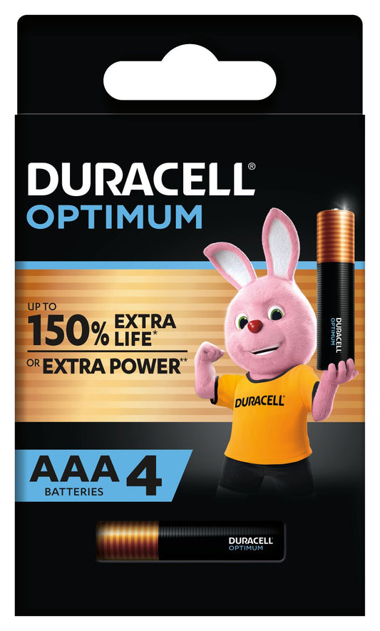 BATTERY DURACELL OPTIMUM AAA ALKALINE 4PK   G93551