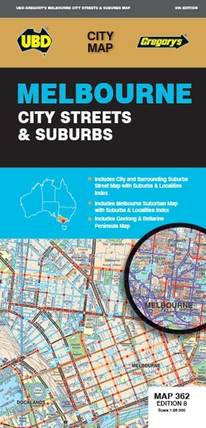 MAP UBD/GRE MELBOURNE CITY STREETS & SUBURBS 362 8TH ED   G93790