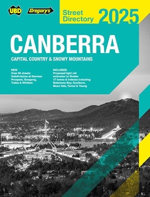 STREET DIRECTORY UBD/GRE CANBERRA CAPITAL COUNTRY & SNOWY MTNS 2025 29TH ED   G93796