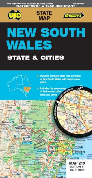 MAP UBD/GRE 690 X 920 NEW SOUTH WALES STATE & CITIES 219 11TH ED WATERPROOF   G93801