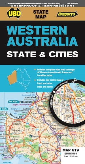 MAP UBD/GRE 690 X 920 WESTERN AUSTRALIA STATE & CITIES 619 9TH ED   G93809