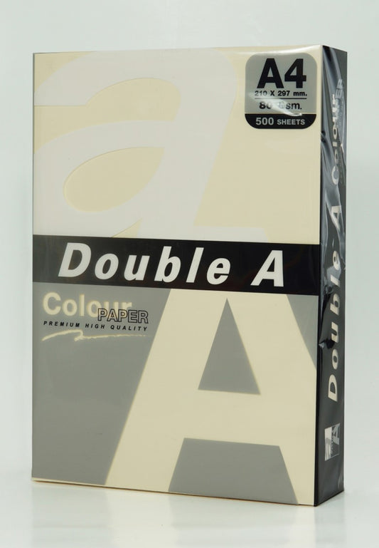 COPY PAPER DOUBLE A A4 80GSM PASTEL COLOUR IVORY PK 500   G93817