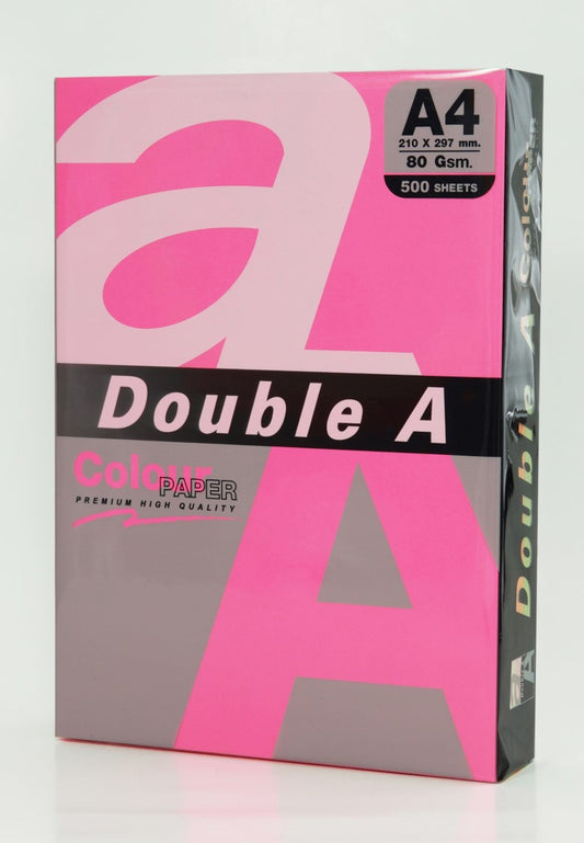 COPY PAPER DOUBLE A A4 75GSM NEON COLOUR RAINBOW 4 X ASSORTED PK 500   G93822