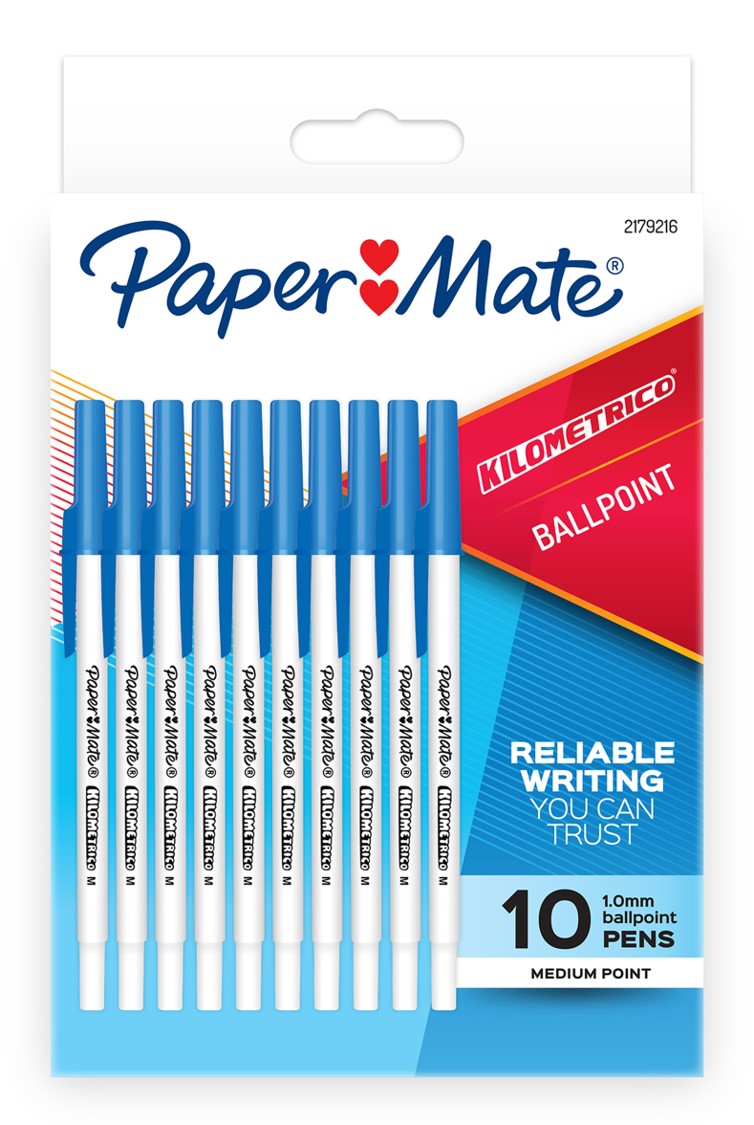 PEN PAPERMATE BP KILOMETRICO MED BLUE PK10   G93886