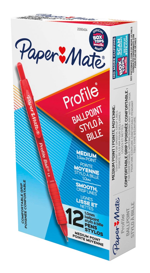 PEN PAPERMATE BP PROFILE RETRACTABLE MED 1.0MM RED BX12   G93889