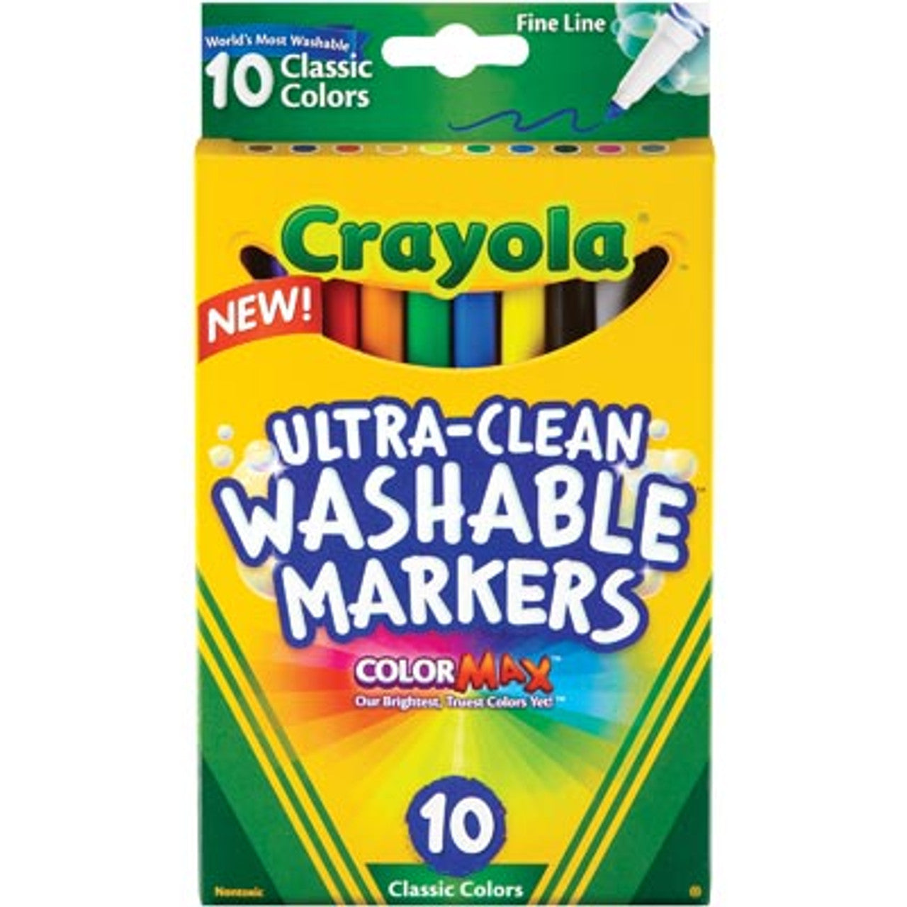 MARKER CRAYOLA ULTRACLEAN WASHABLE FINE LINE ASST PK10   G93913