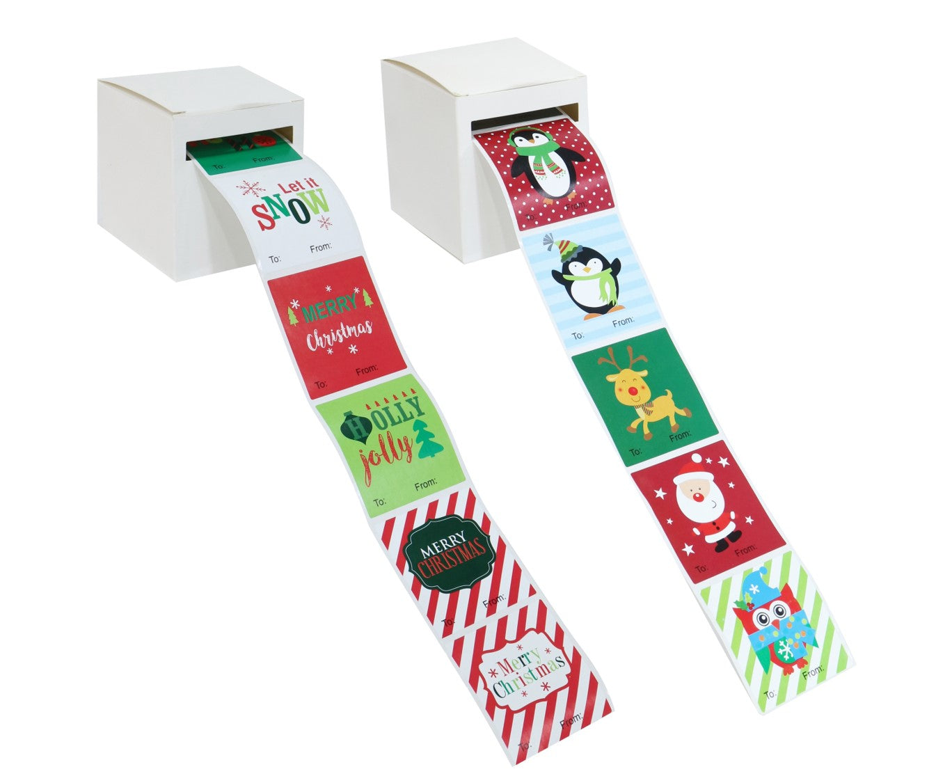 GIFT TAGS XMAS 5X5.5CM STICKER 80PCE DISPENSER BOX   G94522