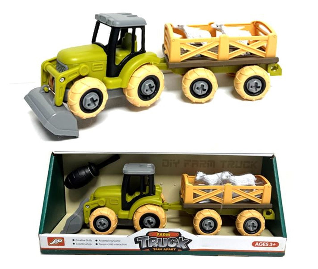 TOY PULL APART FARM TRACTOR & TRAILER   G94632