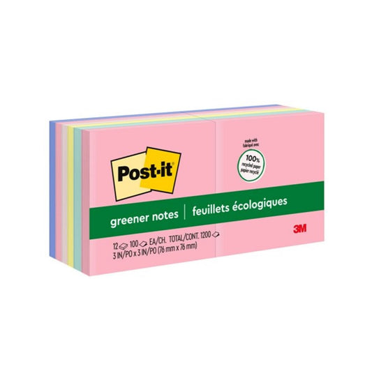 NOTES POST-IT 76X76 654-RP-A RECYCLED SWEET SPRINKLES COLLECTION 12 PADS   G94805