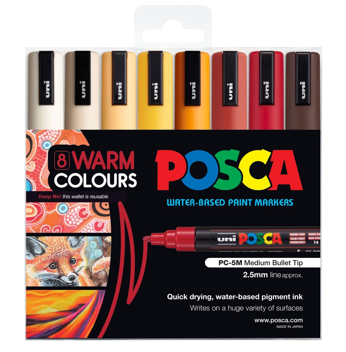 MARKER UNI PC5M WARM COLOURS WLT8   G94815