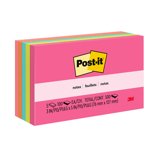 NOTES POST-IT 655-5PK 73X123MM POPTIMISTIC ASST PK5   G94934