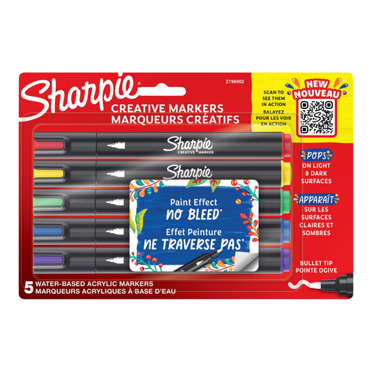 MARKER CREATIVE SHARPIE BULLET TIP 5CD ASST   G94976