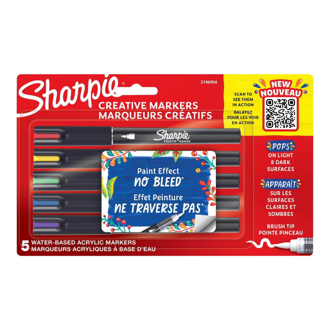 MARKER CREATIVE SHARPIE BRUSH TIP 5CD ASST   G94978