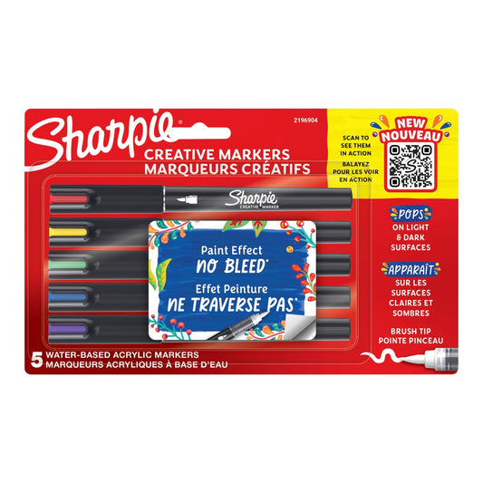 MARKER CREATIVE SHARPIE BRUSH TIP 5CD ASST   G94978