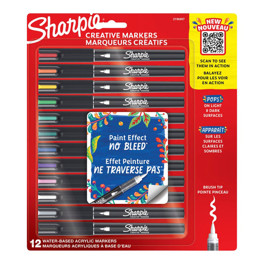 MARKER CREATIVE SHARPIE BRUSH TIP 12CD ASST   G94993