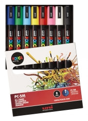 MARKER UNI POSCA PC5M BULLET ASST COLOURS BX8   G99383