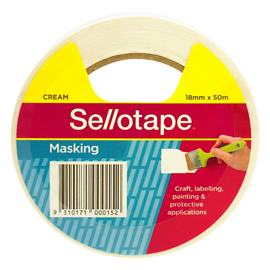 TAPE MASKING SELLO 18MMX50M CREAM   G99801